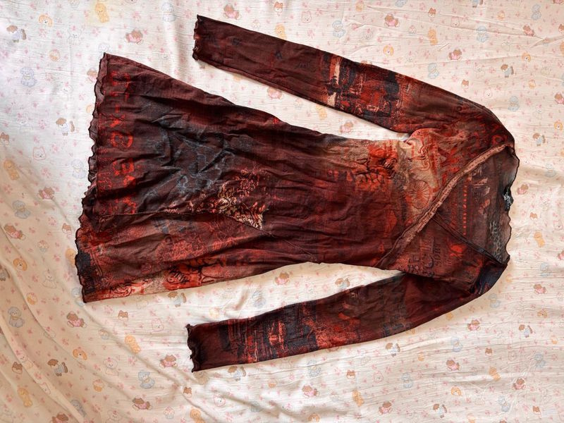 Goth Mesh Long Sleeve Top