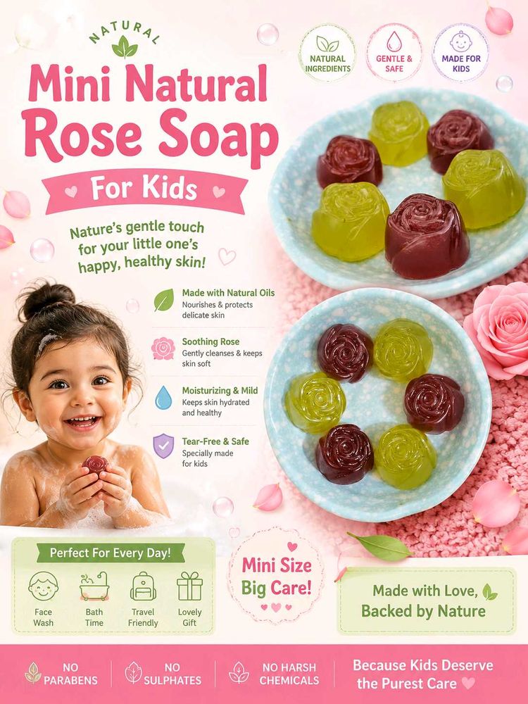 Mini Natural Rose Soap for Kids (pack of 5)