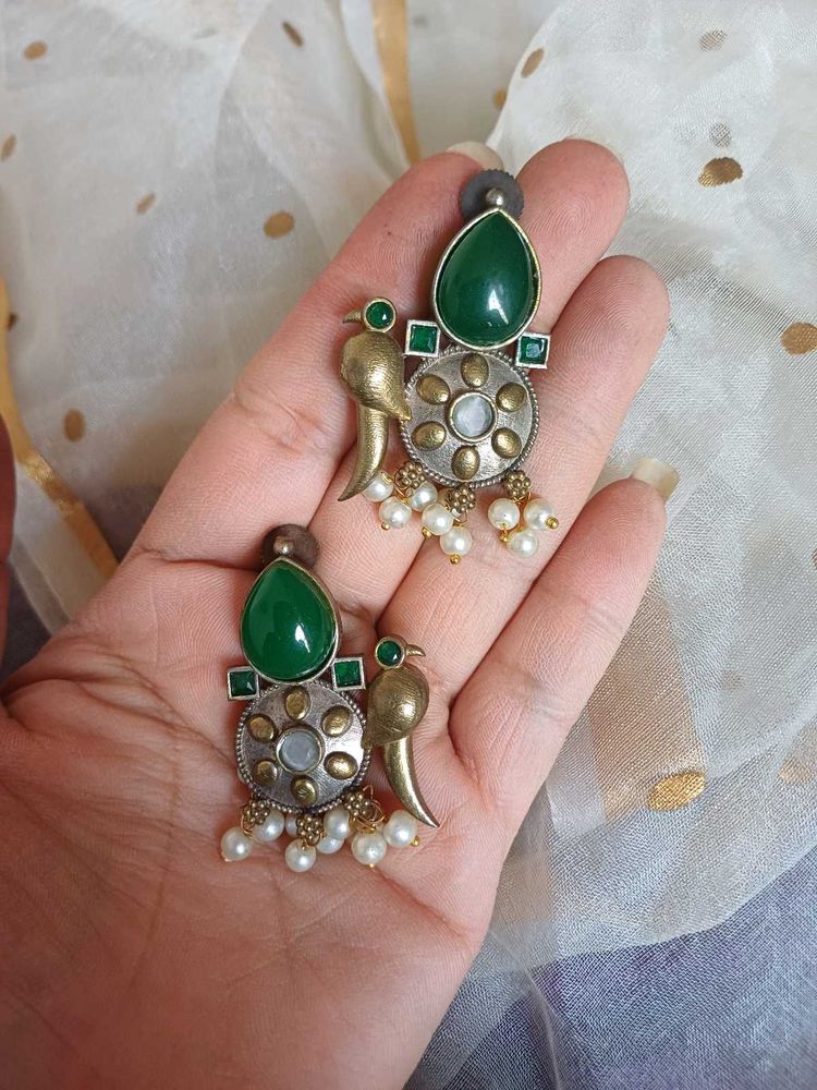 Brass dual Bird Earrings