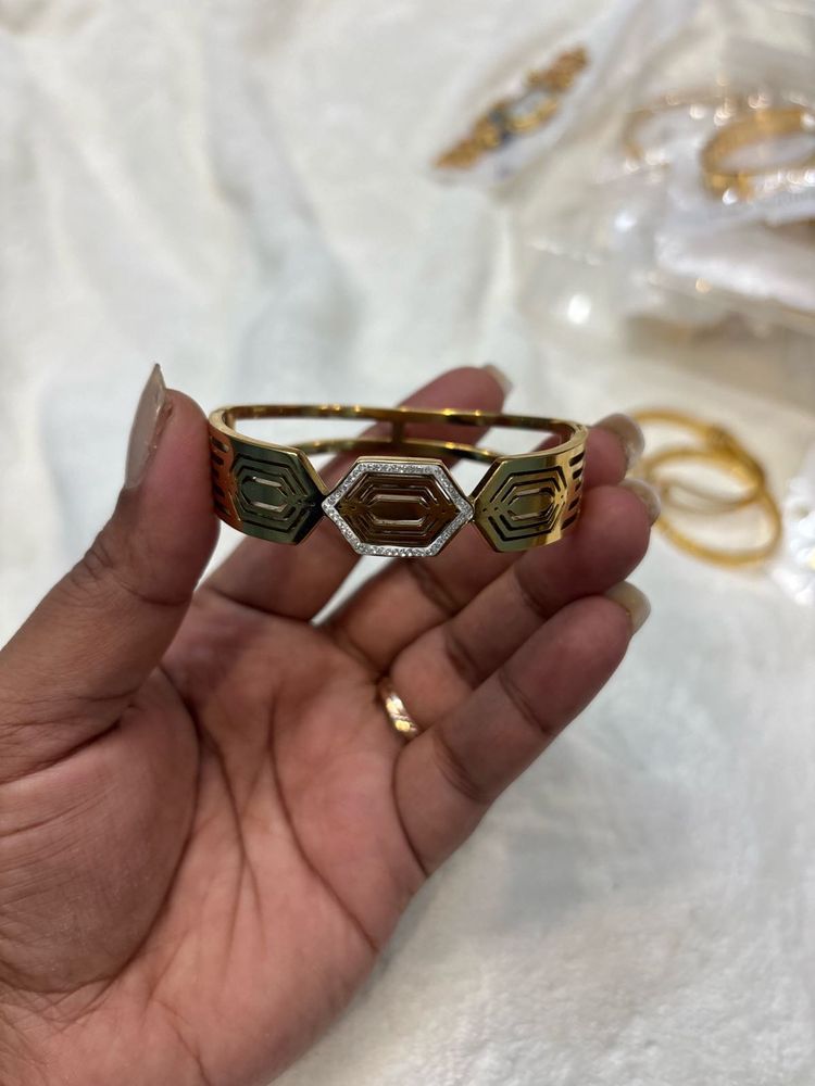 Geometric Hexagon Bangle Bracelet