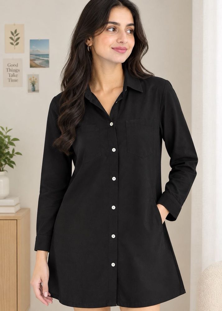 Classic Black Button-Up Dress
