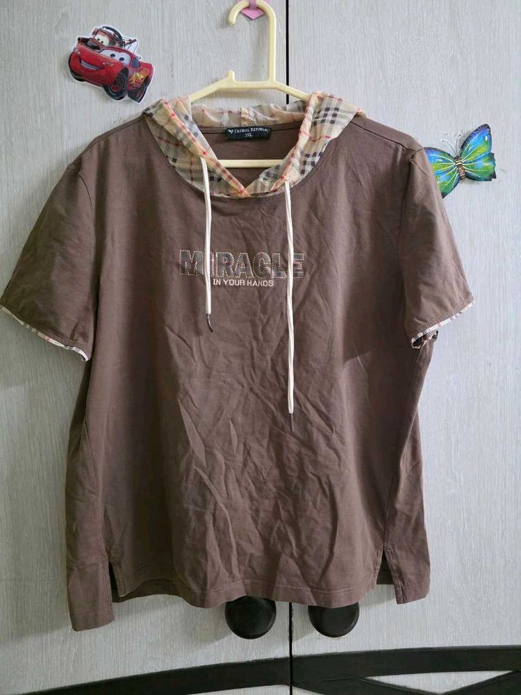 Brown Graphic Print T-Shirt
