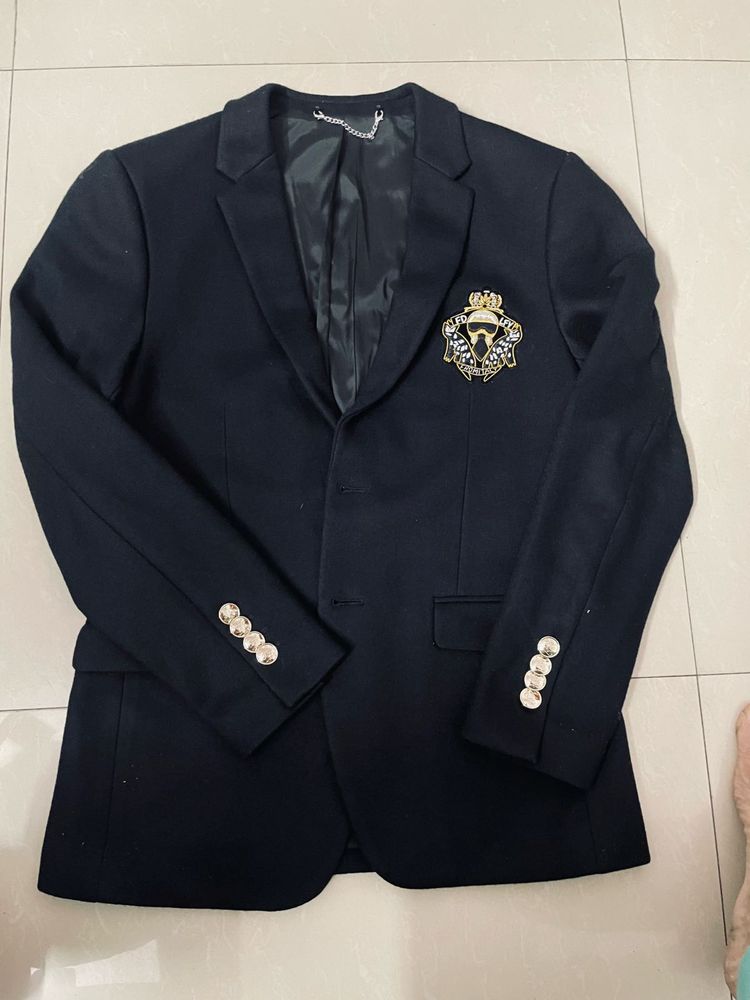 Classic Navy Blazer with Crest Detail