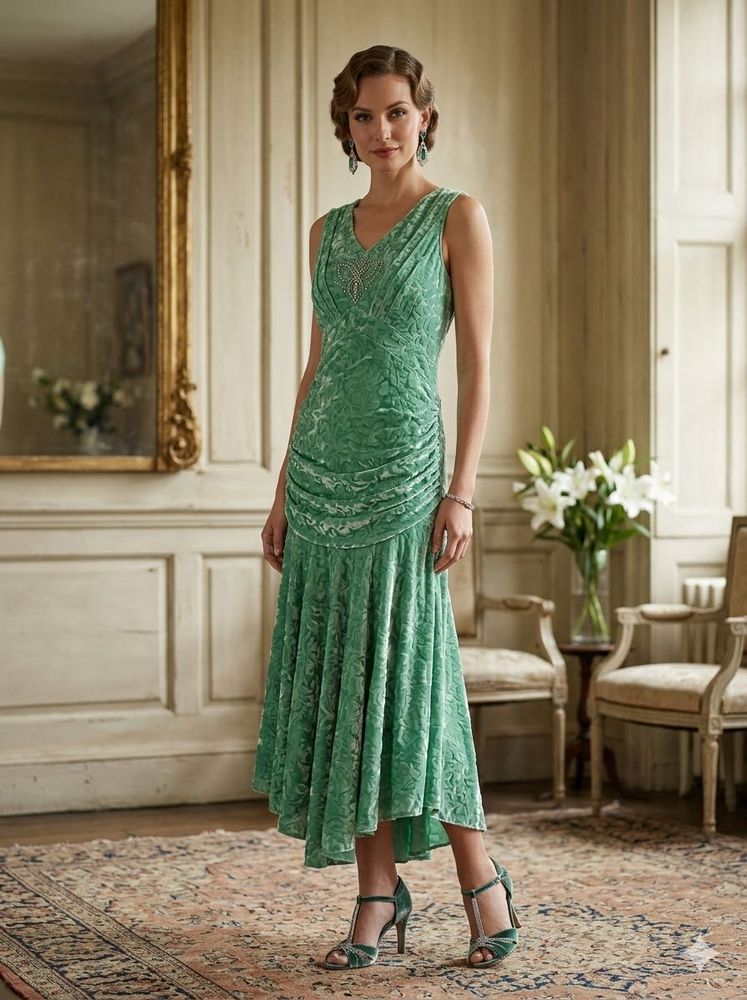 Green Velvet Maxi Dress