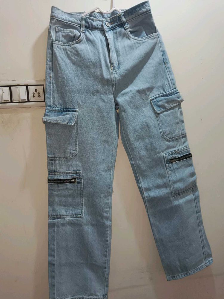 Light Wash Cargo Jeans