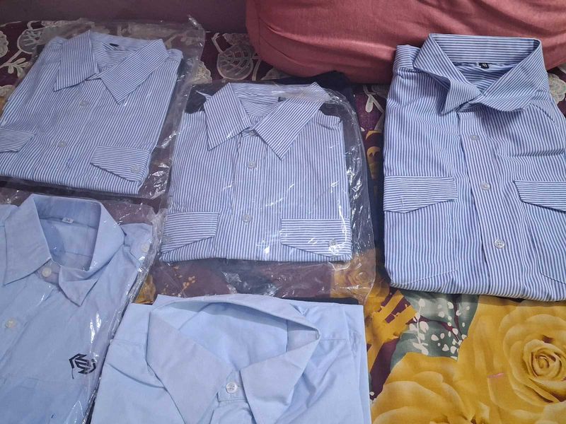 Men's Blue Striped Shirts (Set of 5)