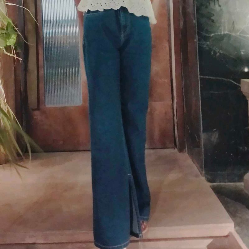 High-Waisted Boot cut Jeans with Slit