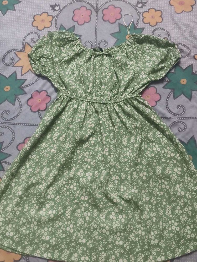 Green Floral Mini Dress