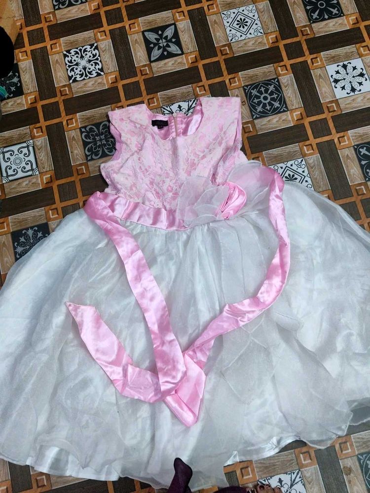 Elegant Pink &amp; White Party Dress