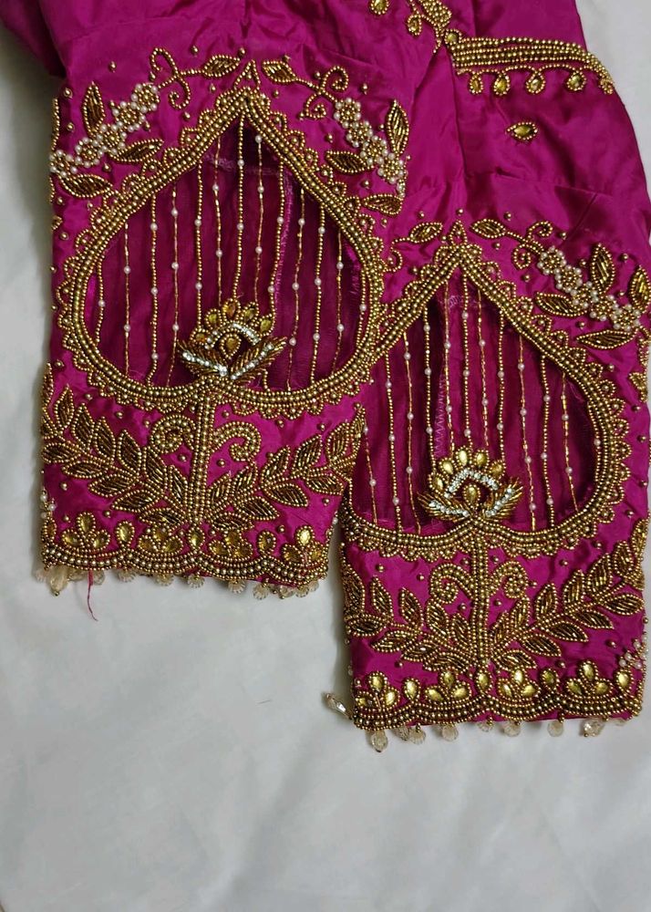 🩷🩷 Pink bridal maggam Silk Blouse