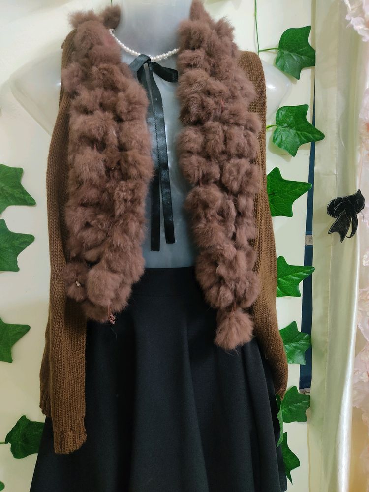 Open Fur Knit Sweater