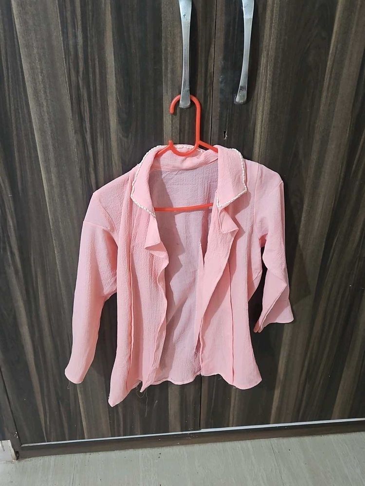 Pink Casual Shrug