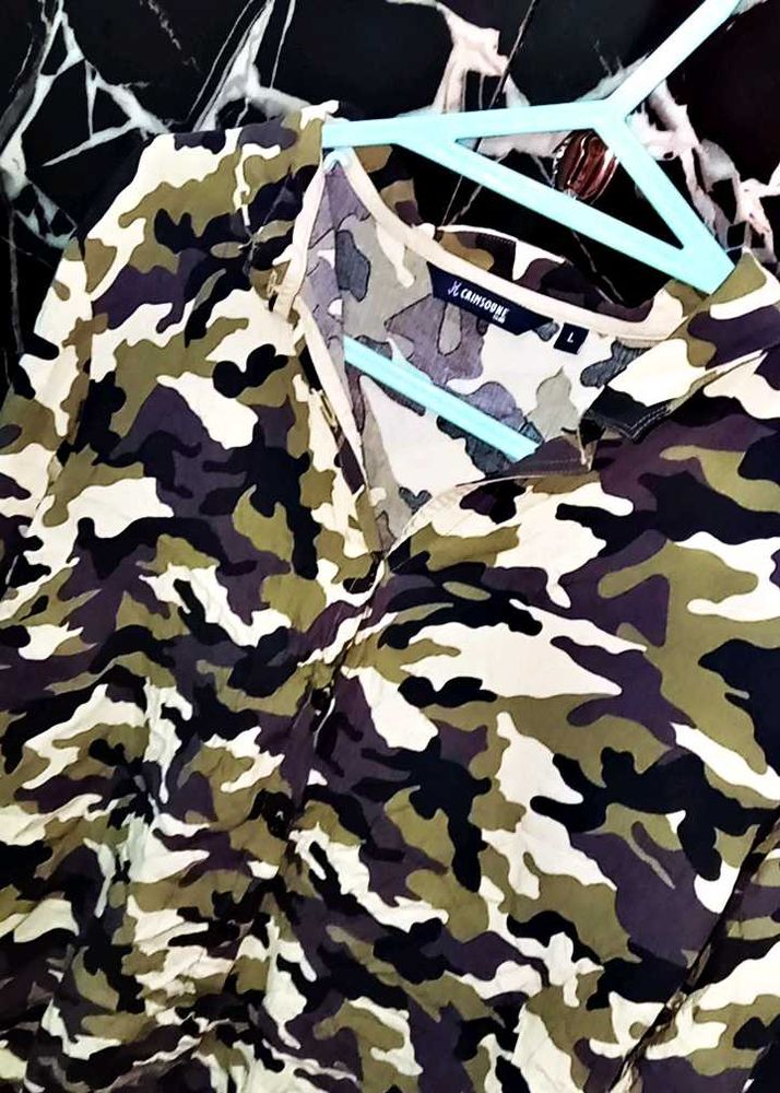 Stylish Camouflage Print Top