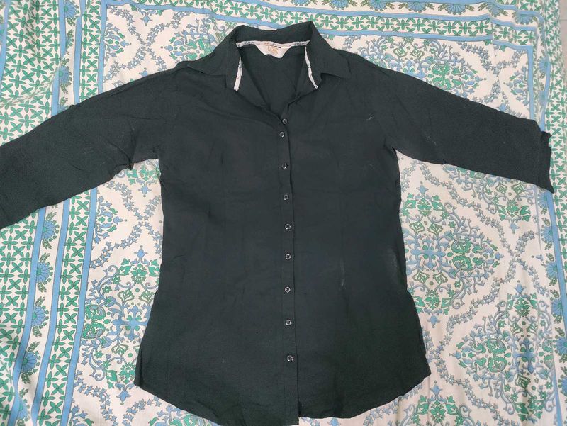 Black Button-Down Top