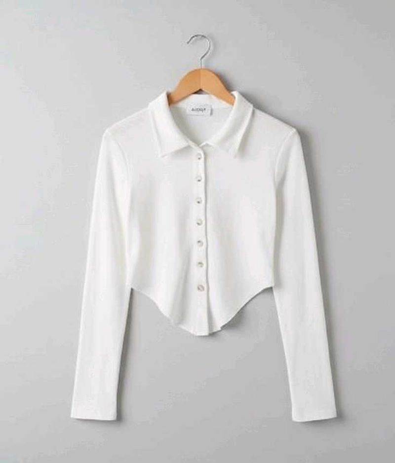 White Long Sleeve Crop Top