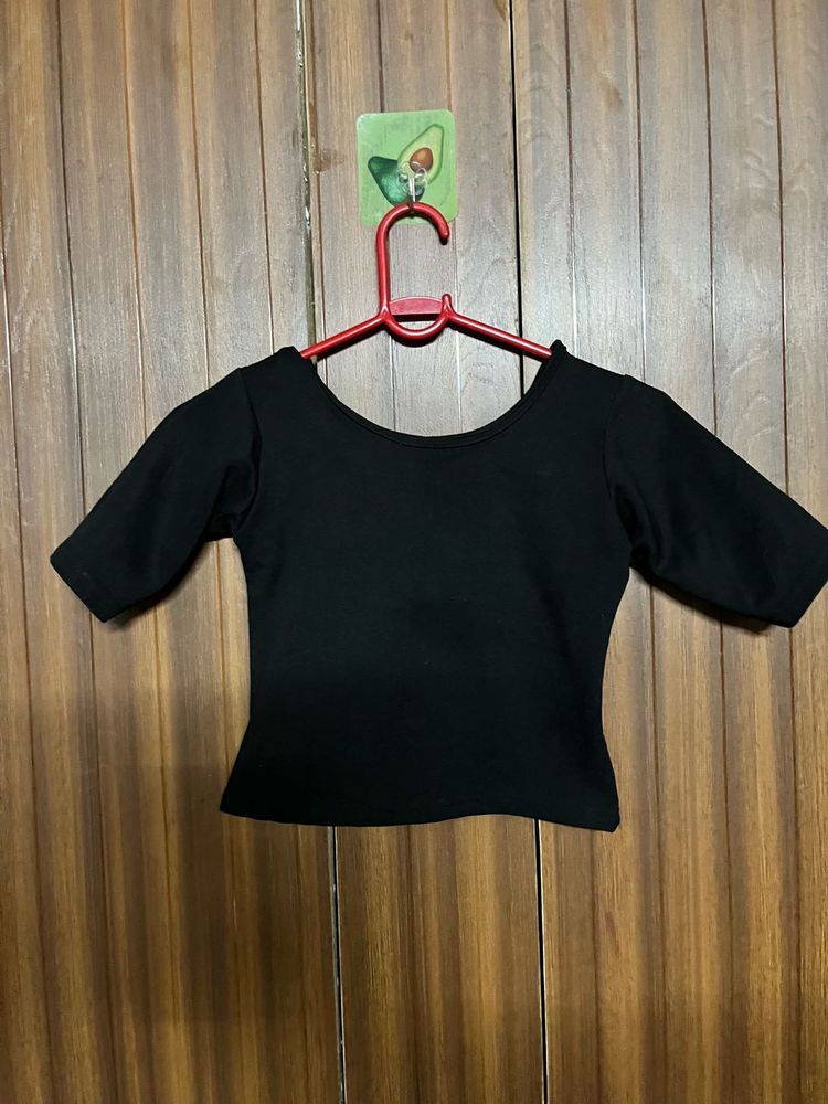 Basic Black Half Sleeve Top