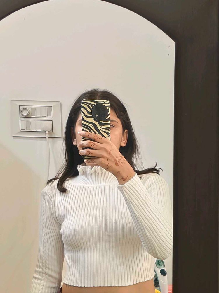 Ribbed Turtleneck Cropped Sweater