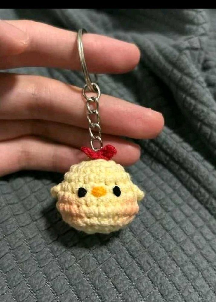 Cute Crochet Chick Keychain