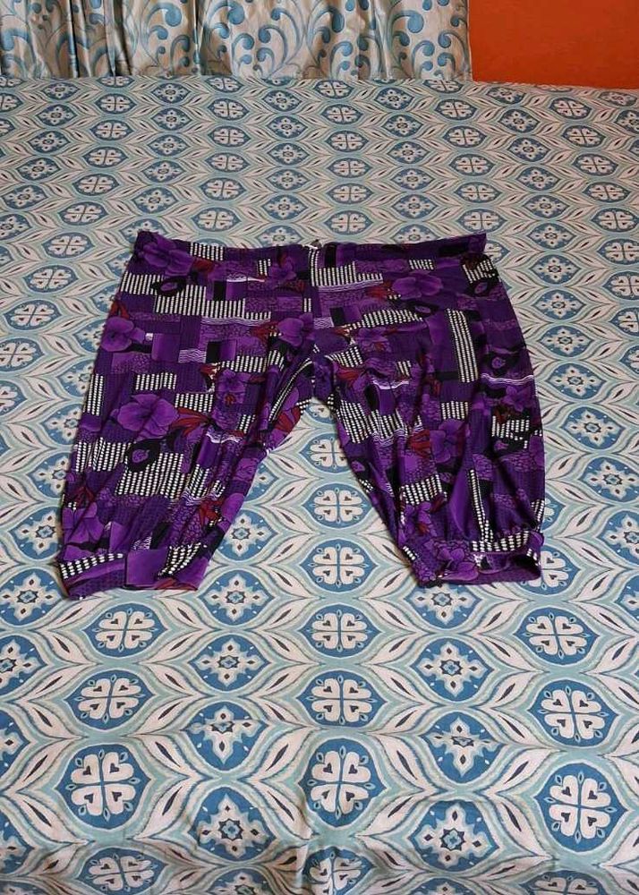 Vibrant Purple Floral Print half Pants