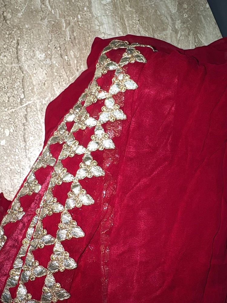 Fushia Pink Embellished Saree