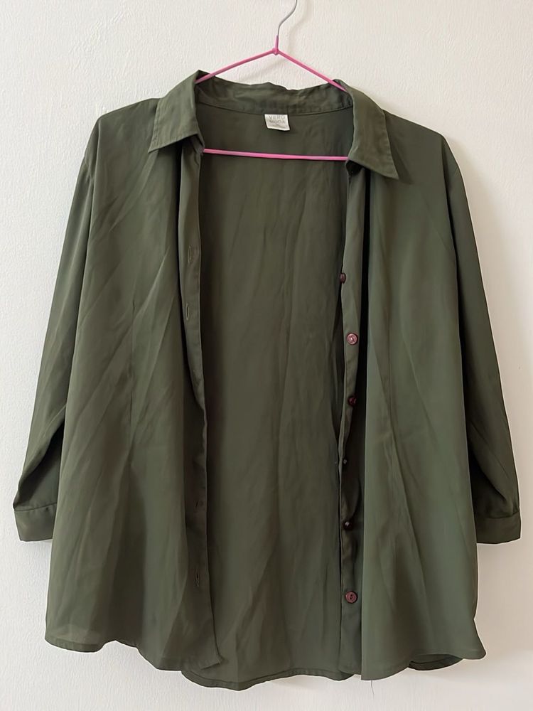 Olive Green Button-Up Shirt