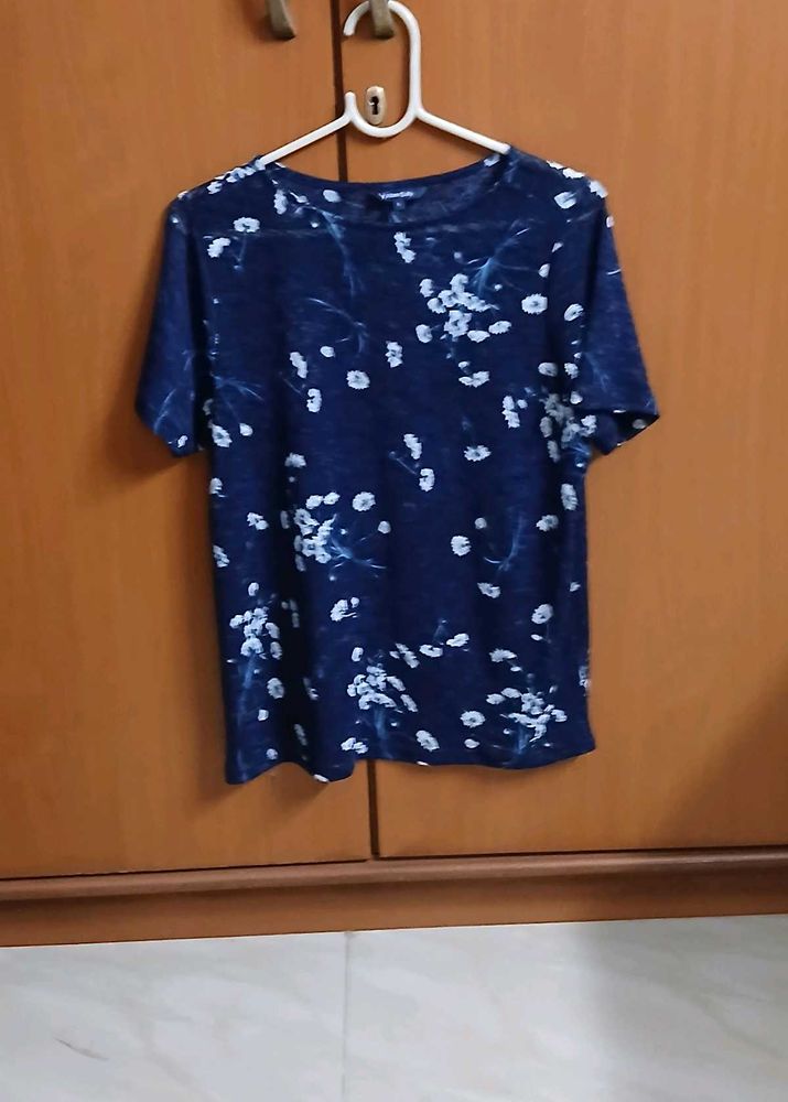 Blue Floral Print T-Shirt