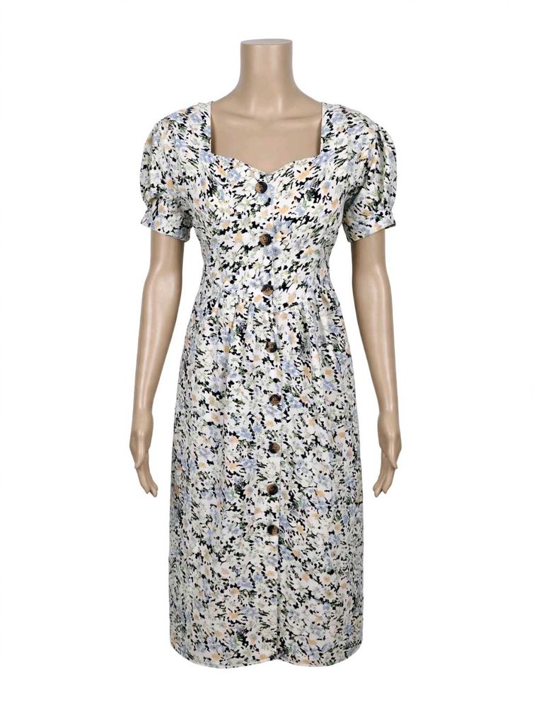 Floral Print Button-Up Midi Dress