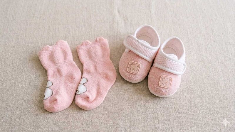 Cute Pink Baby Booties and Socks Set (Stretchable