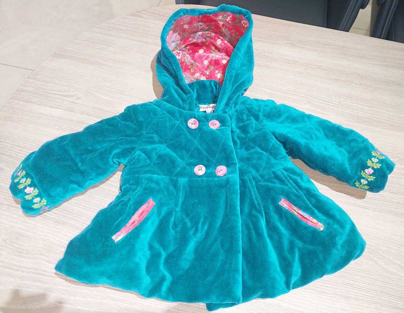 Turquoise Velvet Quilted Jacket