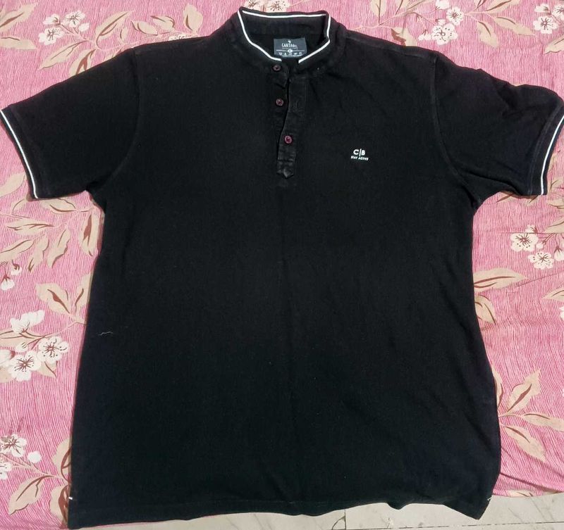 Men's Black Henley Neck T-Shirt