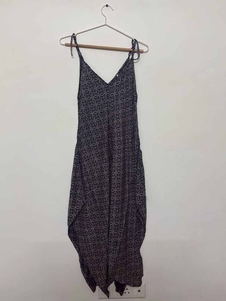 Patterned Pure Cotton Sundress with Tie Straps