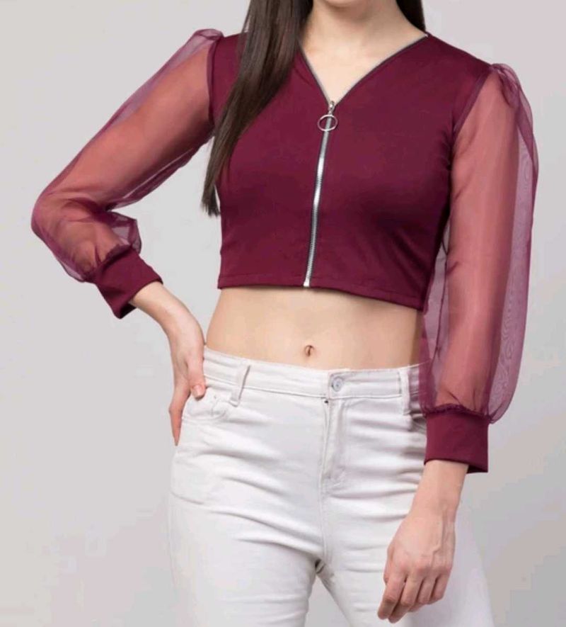 crop top for women maroon silk