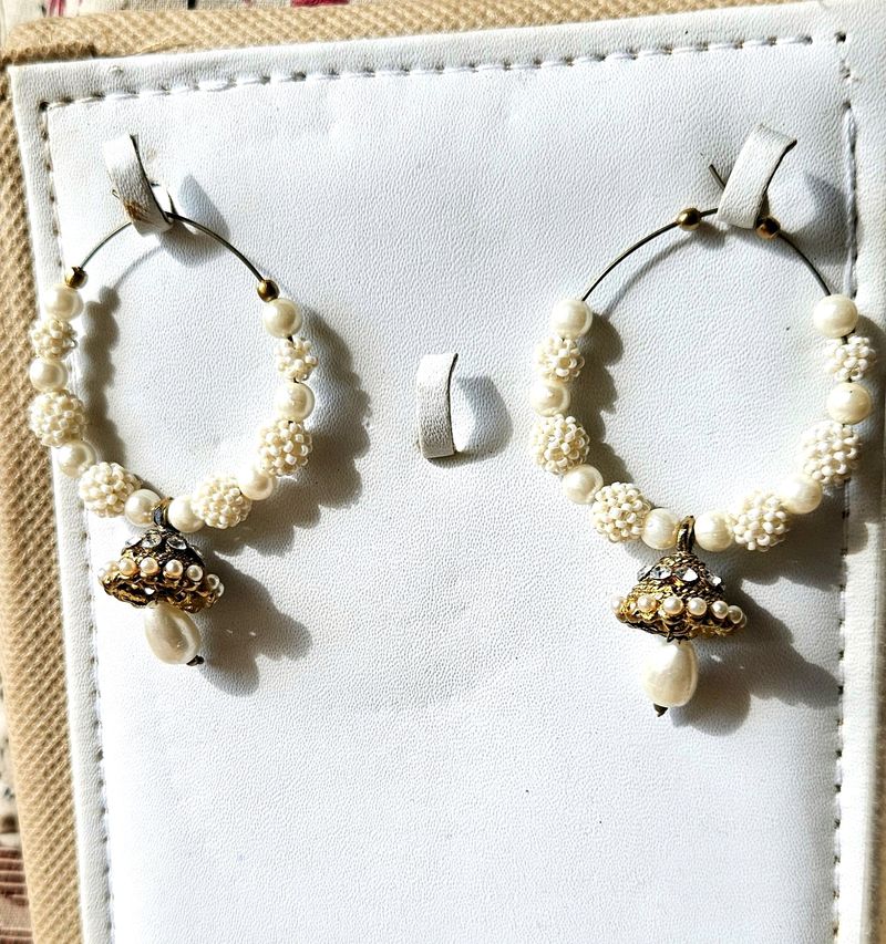 Small Pearl White Jhumka