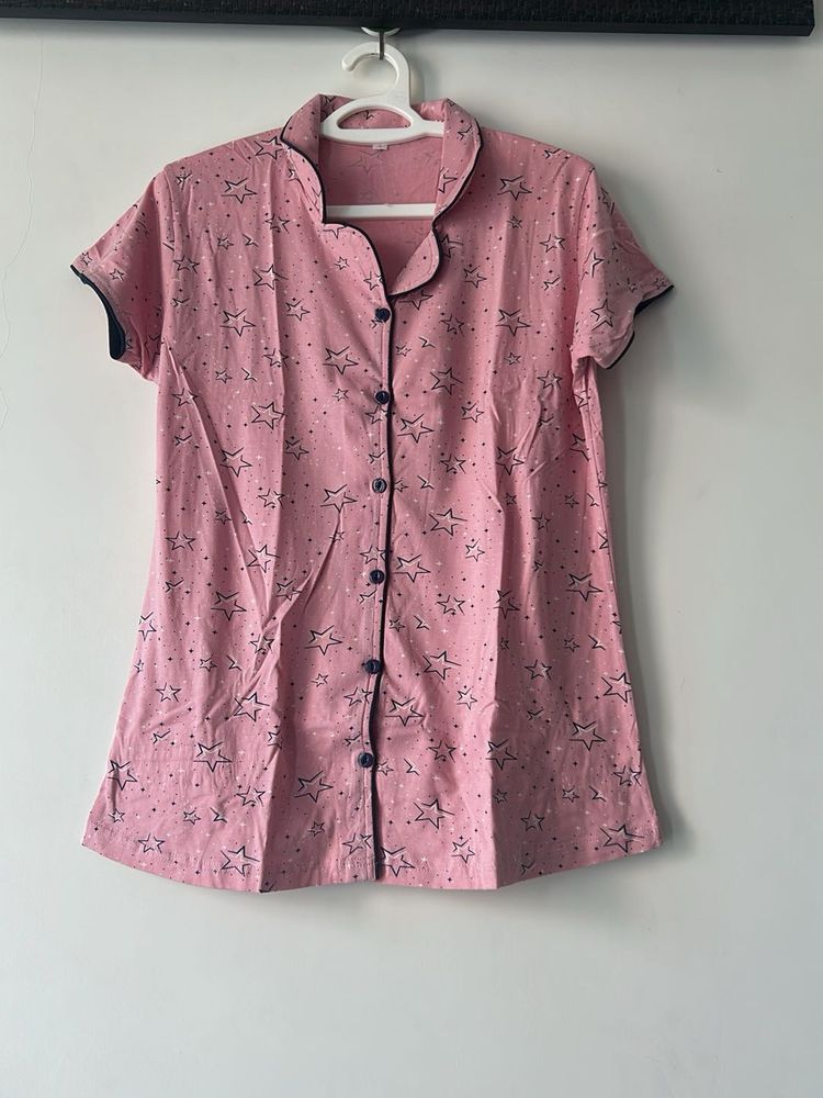 Pink Star Print Nightshirt L size almost new