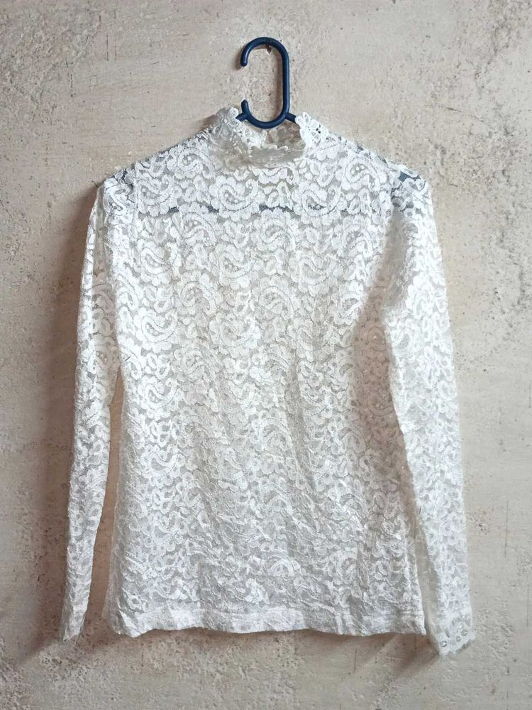 See-through Fashion Lace Top White