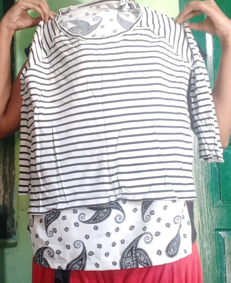 Striped Top with Paisley Print
