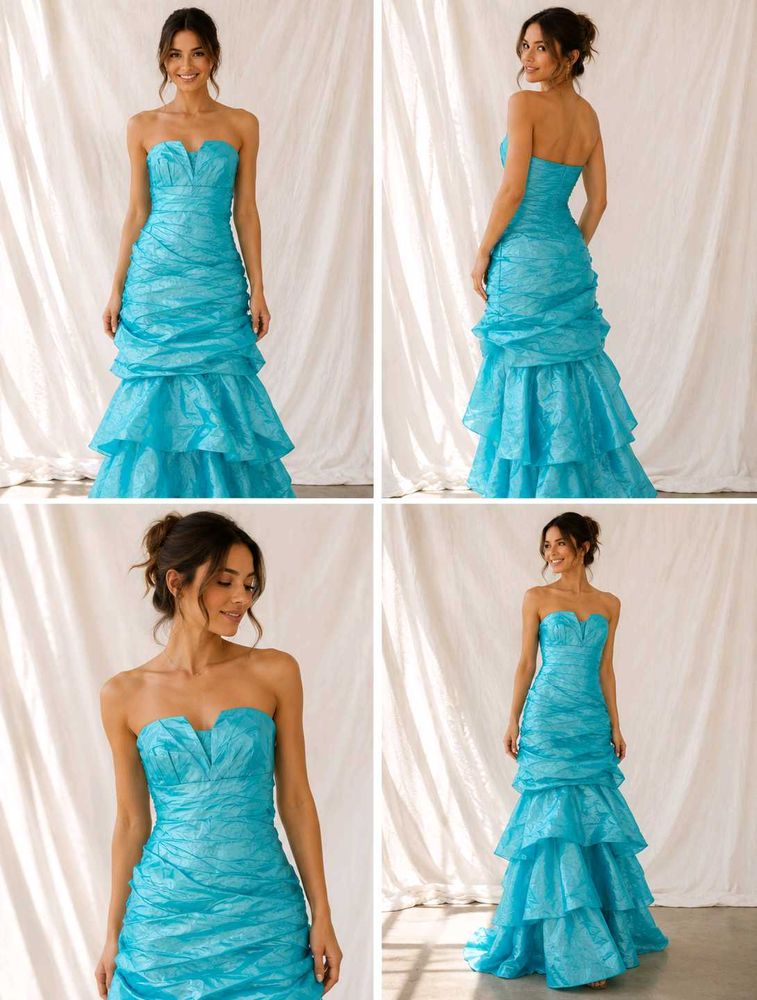 17J6. Stunning Strapless Ruffled Gown