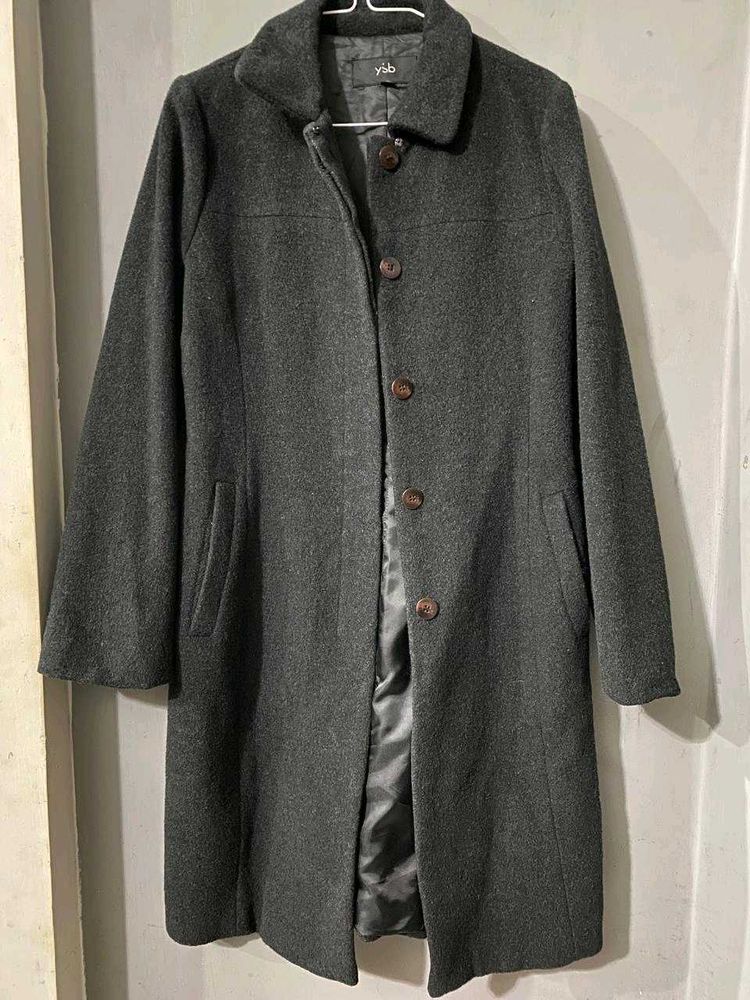 Elegant Grey Wool Blend Coat