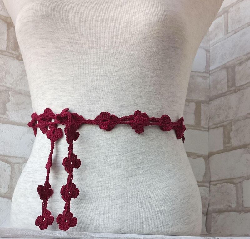 Maroon Flower Belt/Band | Handmade Crochet