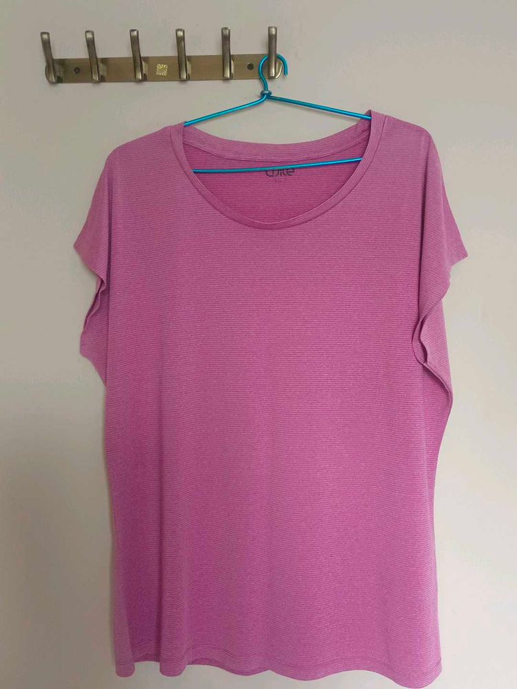 Pink Striped Relaxed Fit T-Shirt