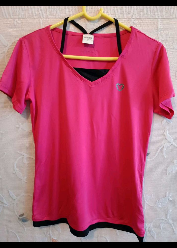 V-Neck Pink Active Top