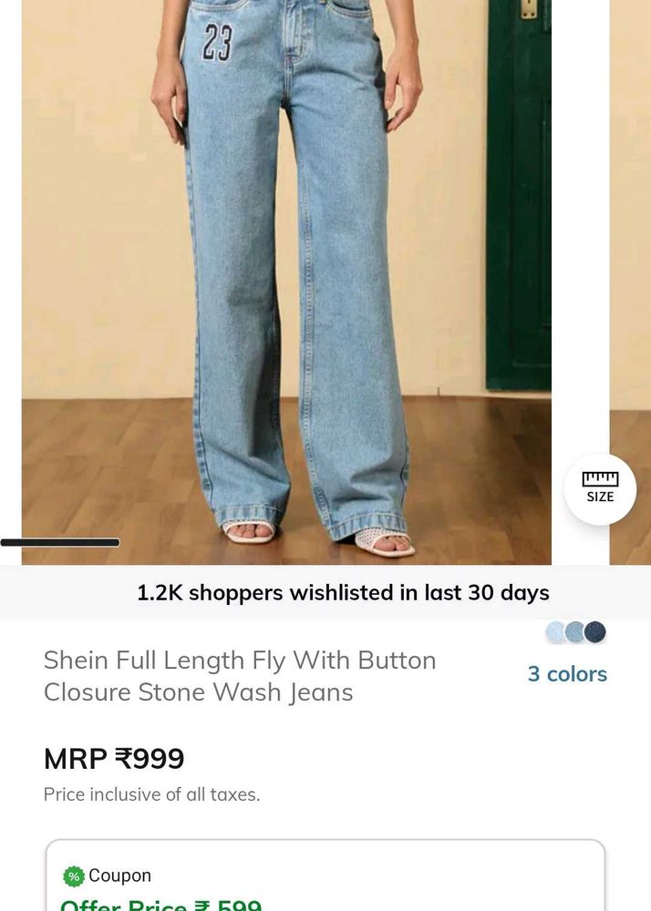 New Stone Wash Wide Leg Jeans