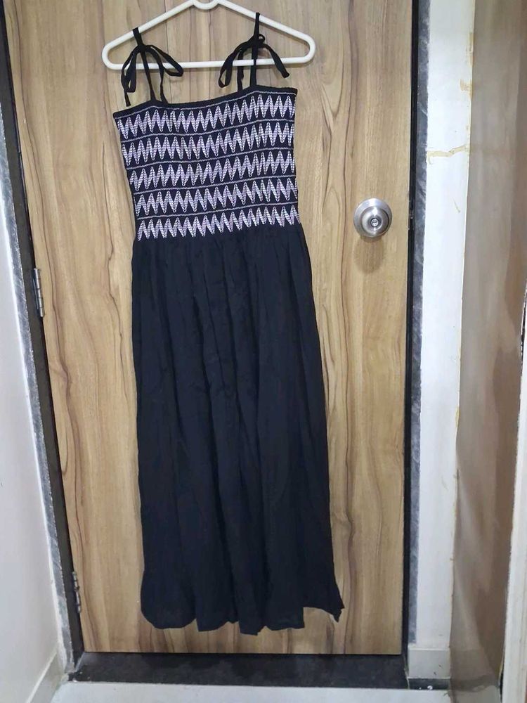 Chic Black Smocked Maxi Dress