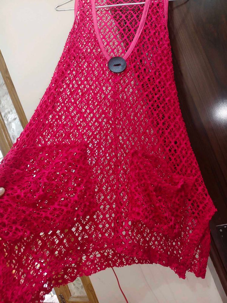 Cut Work Net Shrug Over Top
