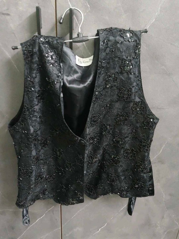 Embellished Black Vest