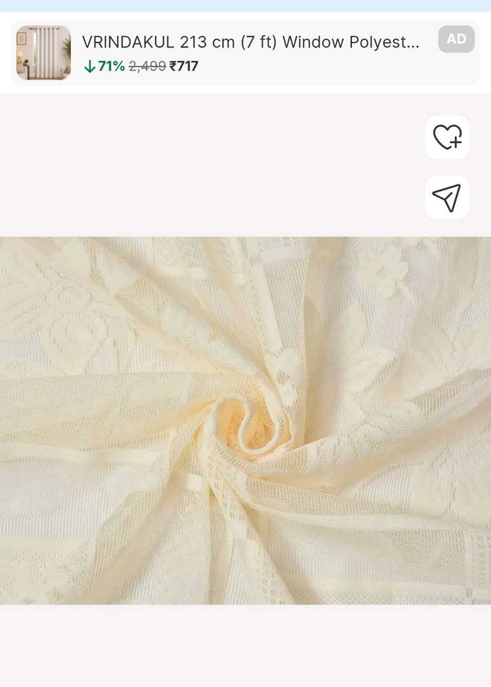 Cream Net Top Curtains size L 82 B 48