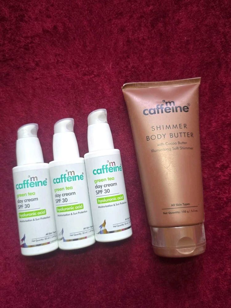 mCaffeine Green Tea Day Cream &amp; Shimmer Body Butte