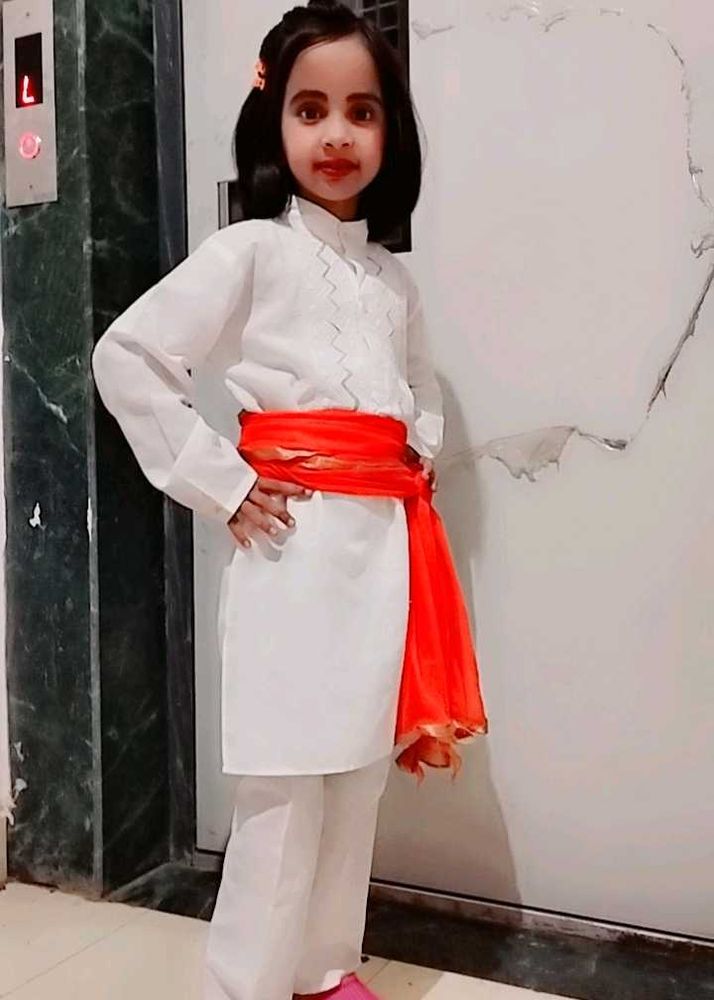 Adorable White Kurta Set for Girls