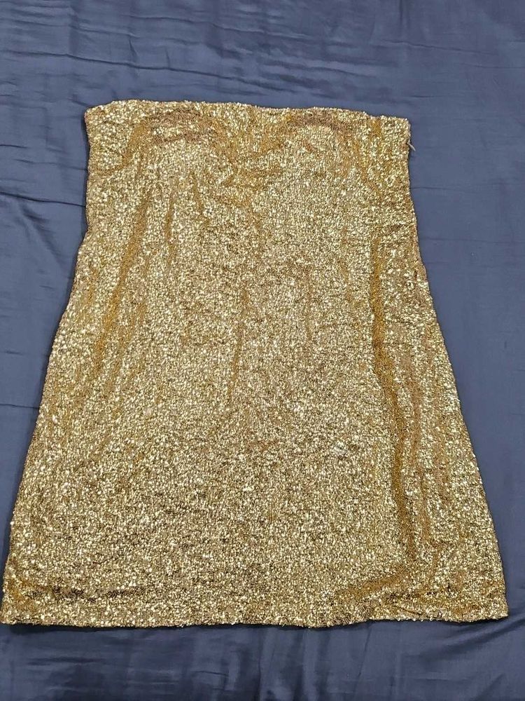 Sparkling Gold Sequin Strapless Dress