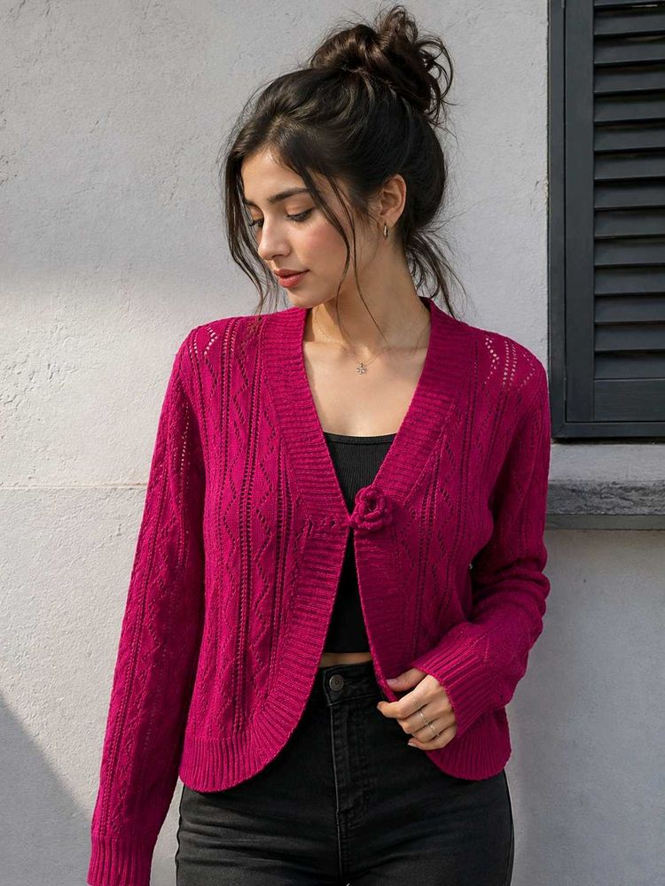 Chic Pink Knit Cardigan
